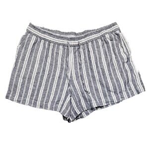 Gap Shorts Women XL Striped Chino High Rise Linen Drawstring Casual Pockets
